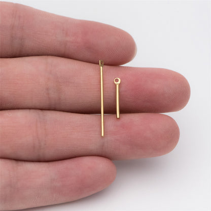 100pcs Raw Brass Bar Charms, Long Tube Pendants, 15x1.2mm/ 25x1mm (RB-131)