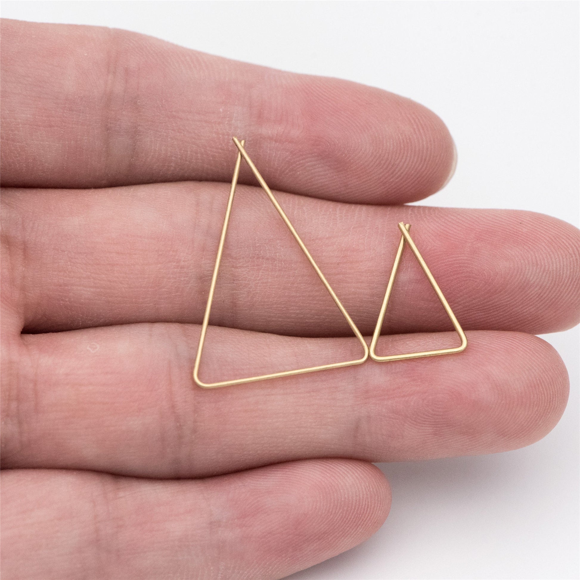 50pcs Raw Brass Earring Hooks, Triangle Threader Earrings, Geometric Ear Wire Findings Wholesale (RB-134)
