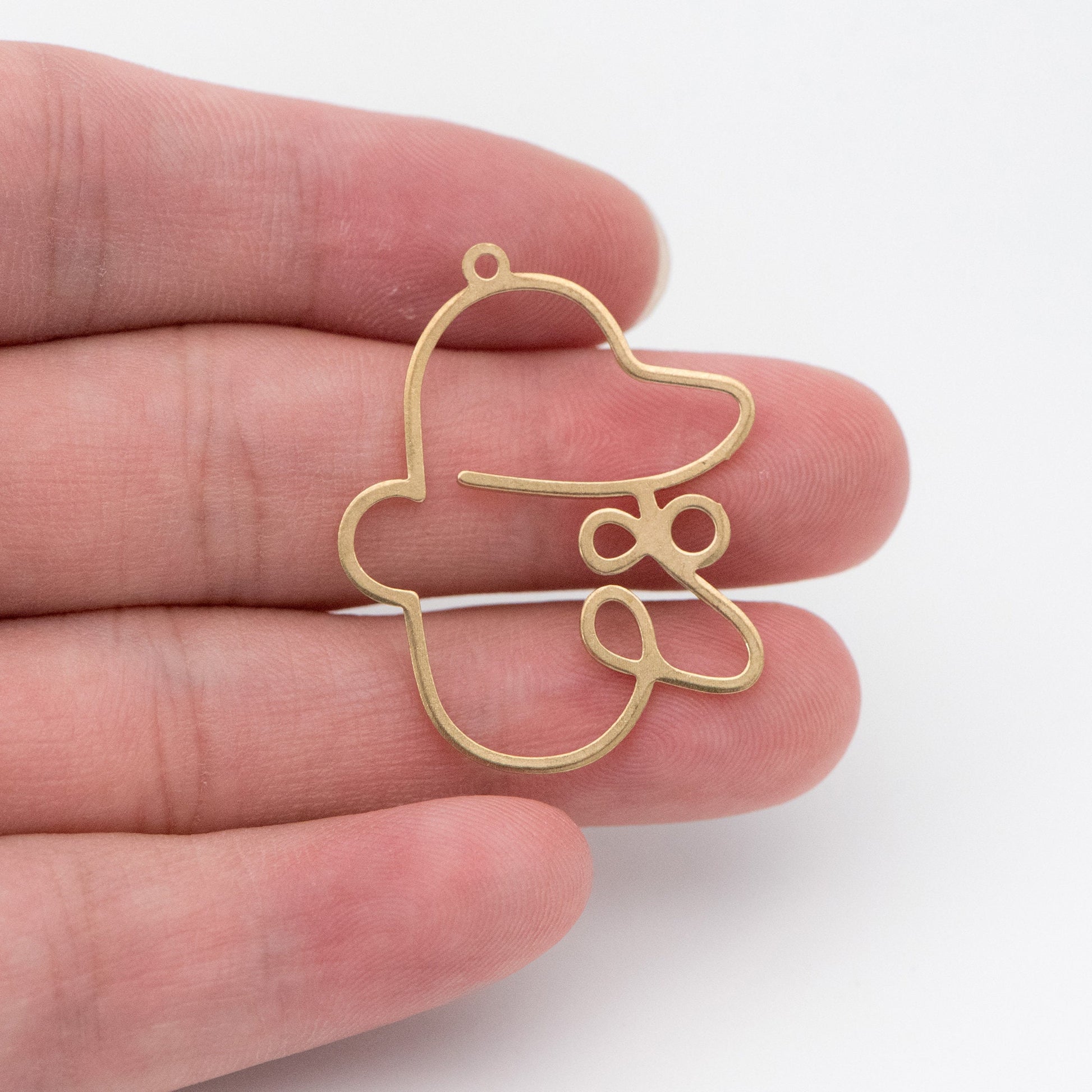 10pcs Raw Brass Face Outline Charms 33x27mm, Vintage Styled Face Pendants Wholesale (RB-146)