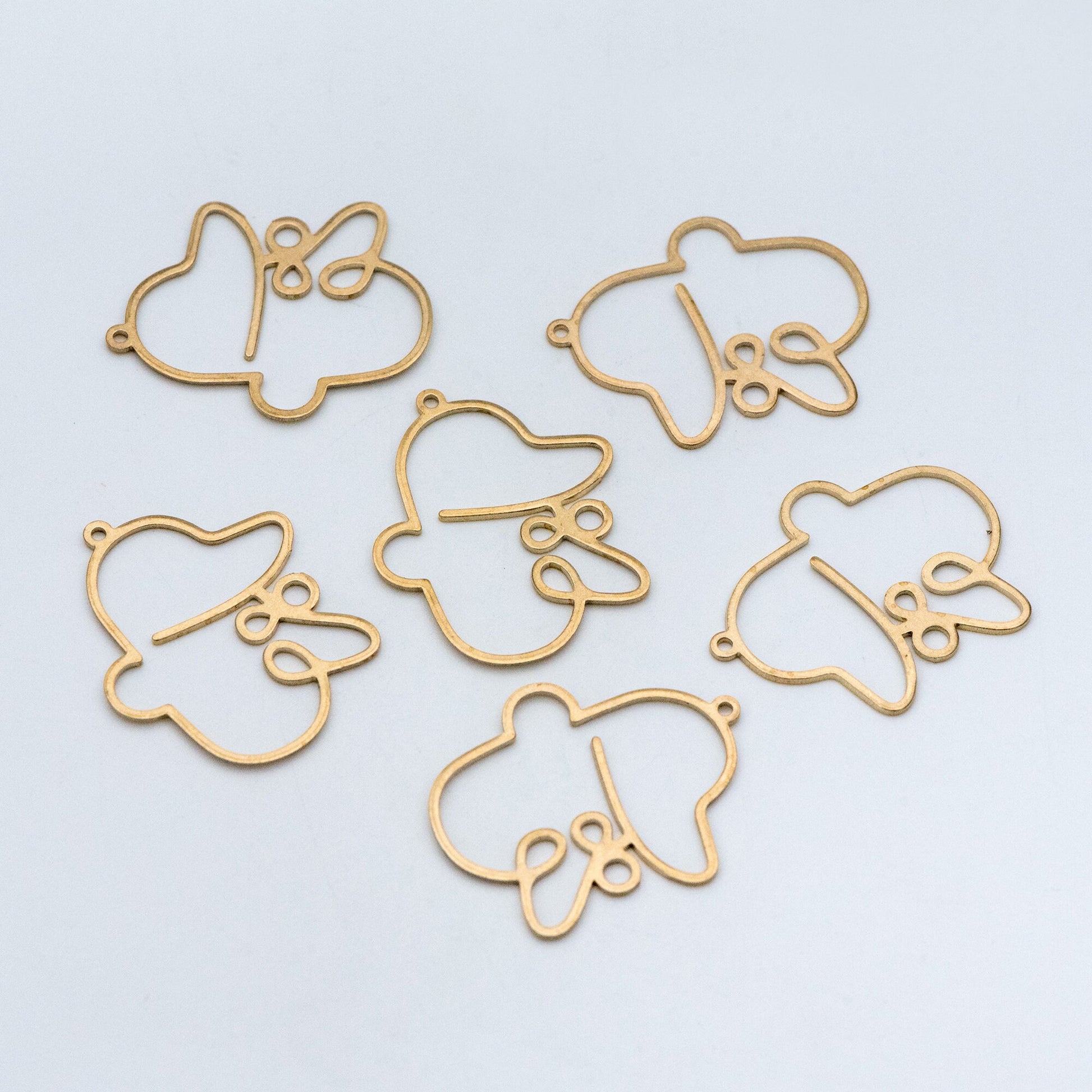 10pcs Raw Brass Face Outline Charms 33x27mm, Vintage Styled Face Pendants Wholesale (RB-146)