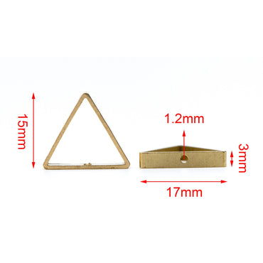 20pcs Raw Brass Triangle Link Pendants 17mm, Geometric Hoop Frame Charms (RB-149)