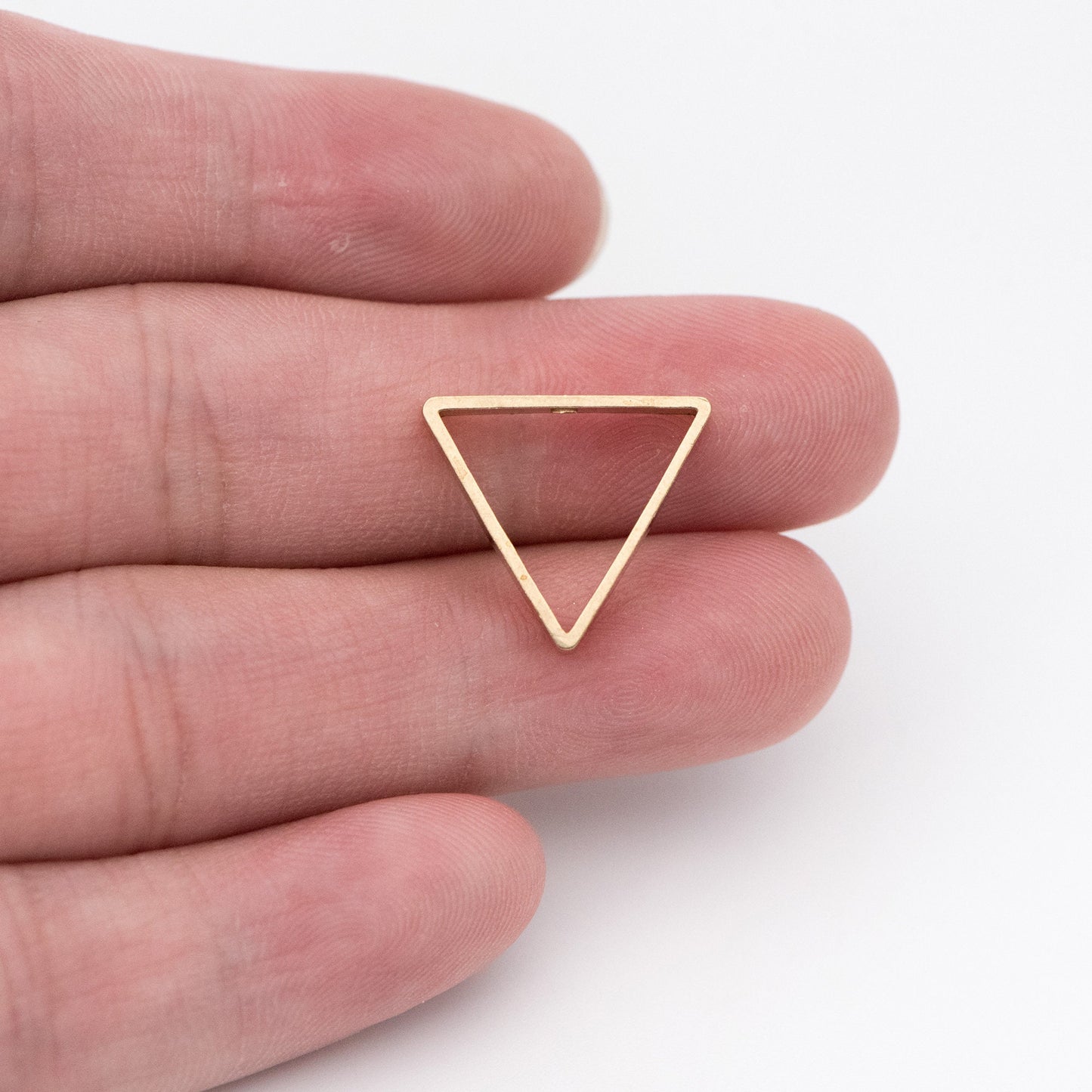 20pcs Raw Brass Triangle Link Pendants 17mm, Geometric Hoop Frame Charms (RB-149)