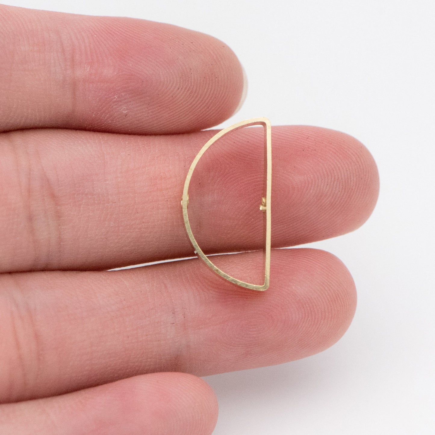 20pcs Raw Brass Semicircle Link Pendants 21x11mm, Geometric Half Moon Charms with 2 Holes (RB-151)