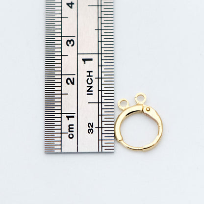 20pcs Raw Brass Round Leverback Earrings, Brass Ear Hooks with Two Loops (RB-152)