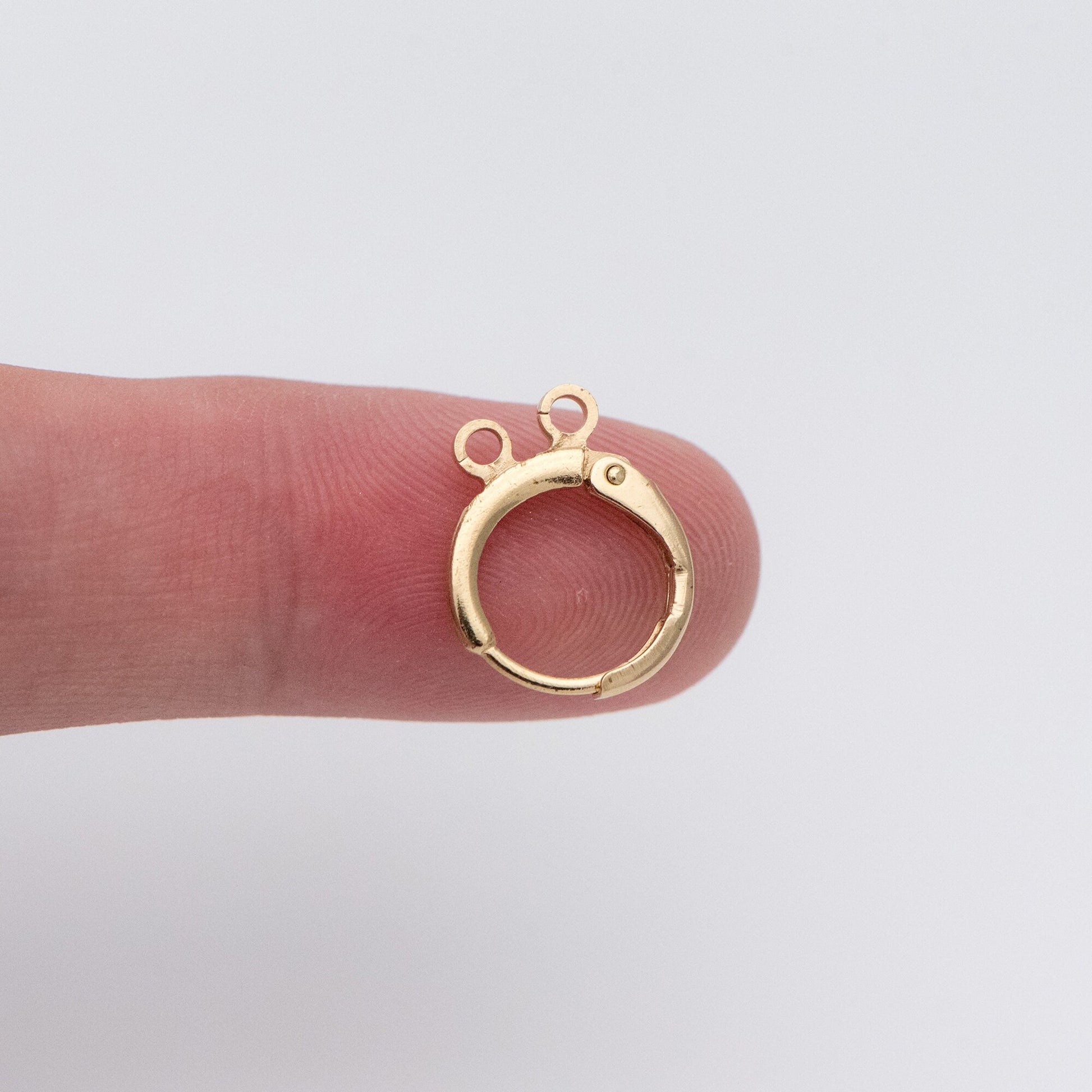 20pcs Raw Brass Round Leverback Earrings, Brass Ear Hooks with Two Loops (RB-152)