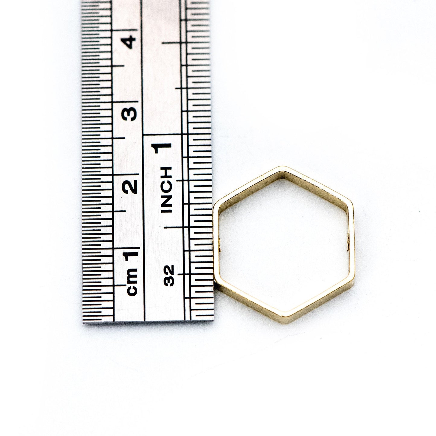 20pcs Raw Brass Hexagon Link Pendants, Geometric Charms with 2 Holes (RB-155)