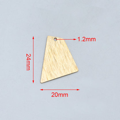 20pcs Raw Brass Geometric Charms, Brush Brass Pendants 24x20mm, Brass Findings Wholesale (RB-156)