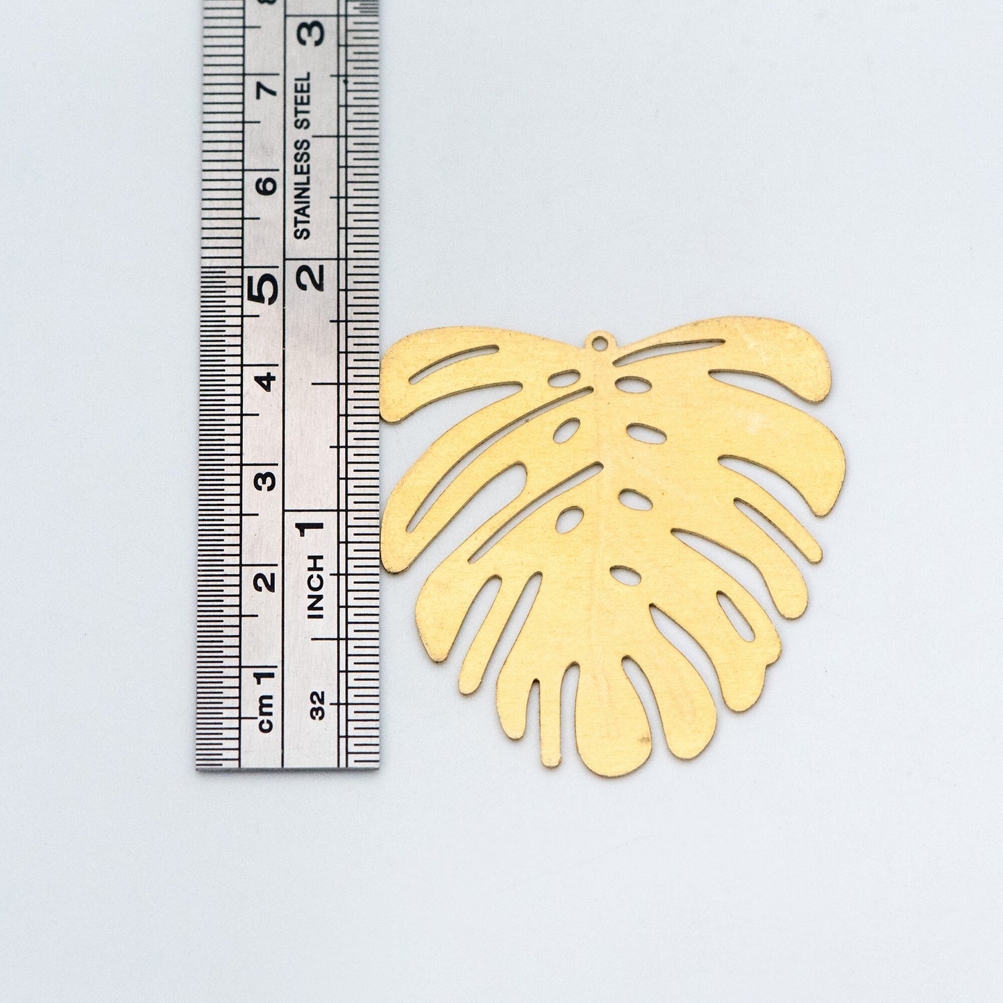 10pcs Raw Brass Monstera Charms 22mm/ 45mm, Leaf Necklace Pendants, Brass Findings Wholesale (RB-157)
