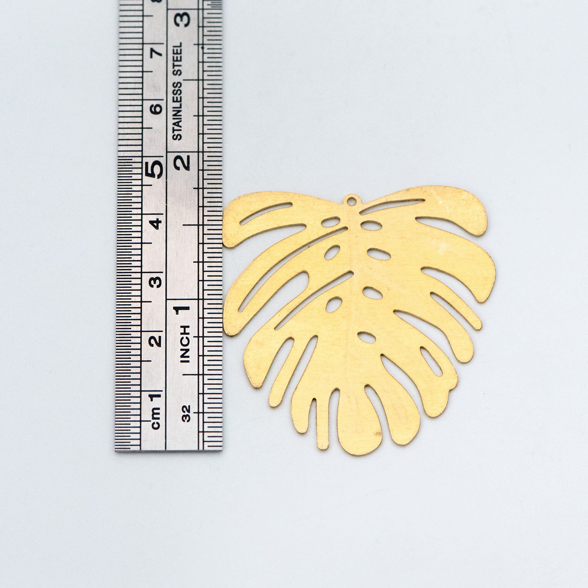 10pcs Raw Brass Monstera Charms 22mm/ 45mm, Leaf Necklace Pendants, Brass Findings Wholesale (RB-157)