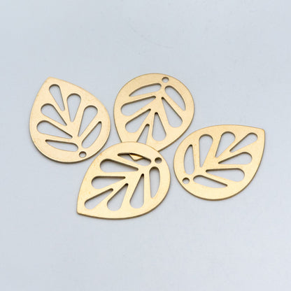 20pcs Raw Brass Leaf Charm Pendants 14mm/ 30mm, Brass Findings Wholesale (RB-159)