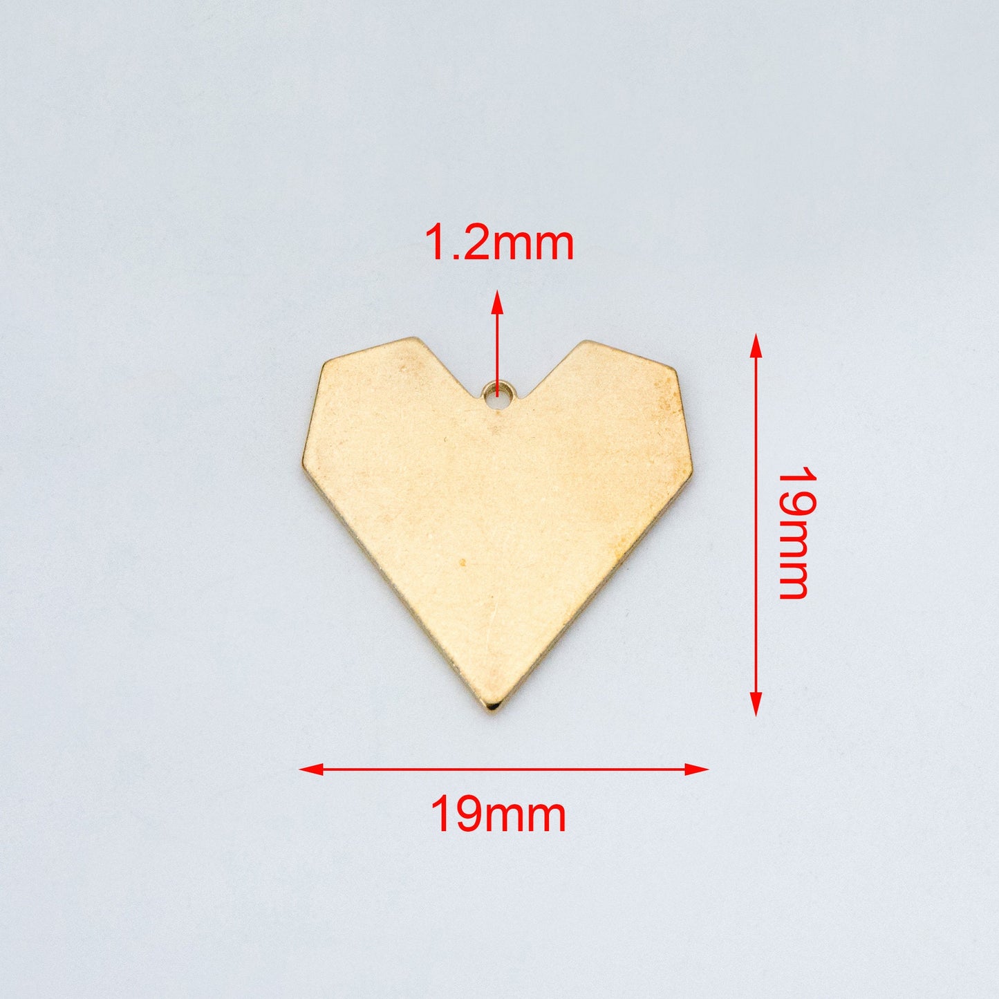 20pcs Raw Brass Heart Charm Pendants 19mm, Brass Findings Wholesale (RB-161)