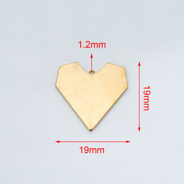 20pcs Raw Brass Heart Charm Pendants 19mm, Brass Findings Wholesale (RB-161)