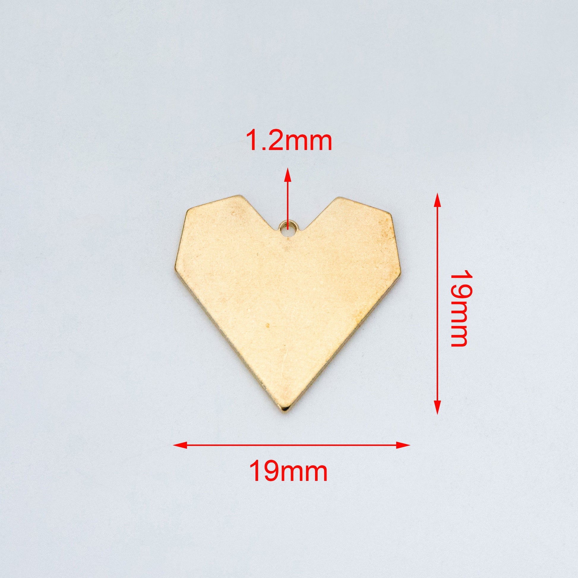 20pcs Raw Brass Heart Charm Pendants 19mm, Brass Findings Wholesale (RB-161)