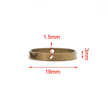 20pcs Raw Brass Round Link Pendants 19mm, Geometric Loop Hoop Charms, Ring with 2 Holes (RB-162)