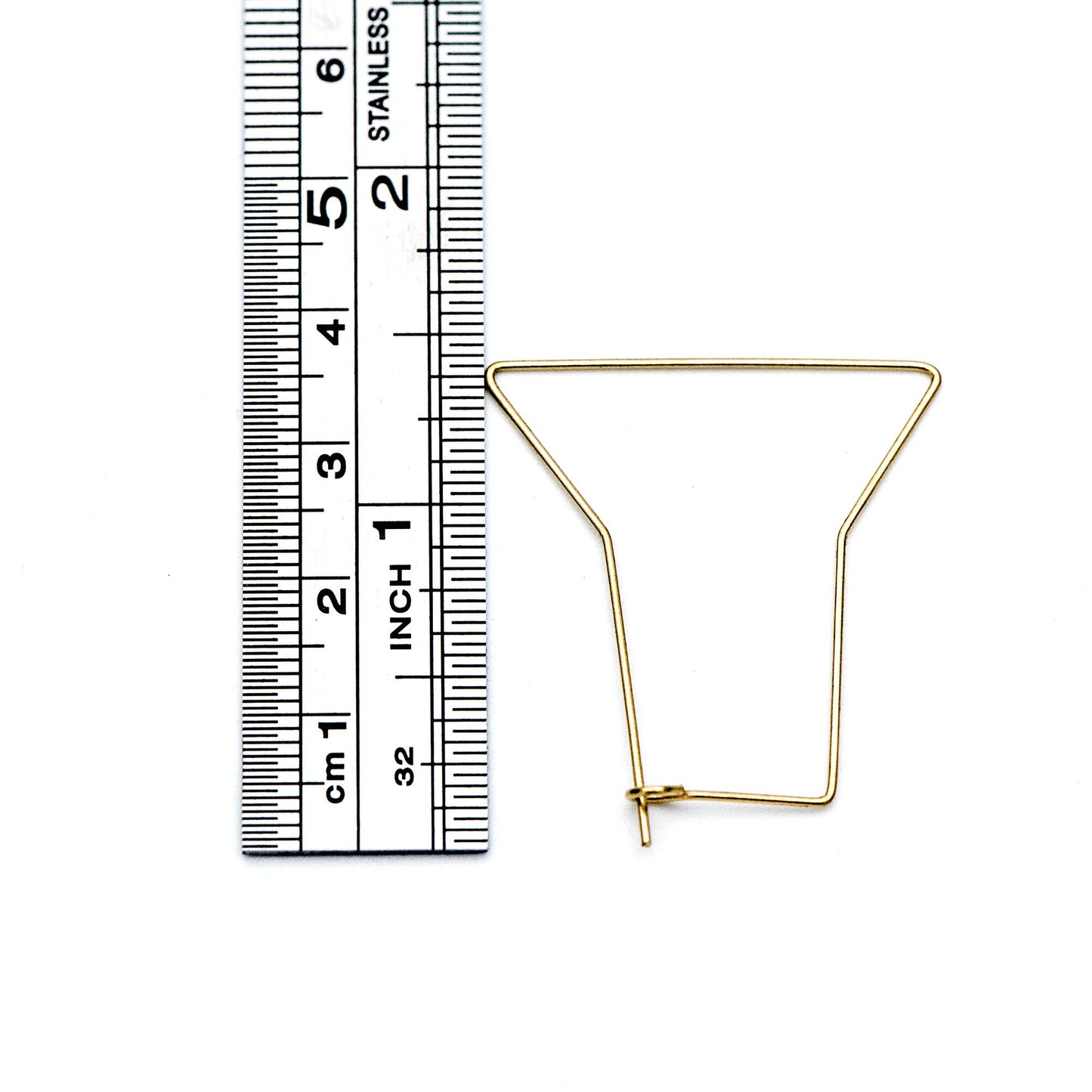 50pcs Raw Brass Hoop Earrings 36x32mm, Geometric Threader Ear Wire Wholesale (RB-163)