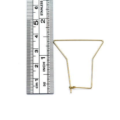 50pcs Raw Brass Hoop Earrings 36x32mm, Geometric Threader Ear Wire Wholesale (RB-163)