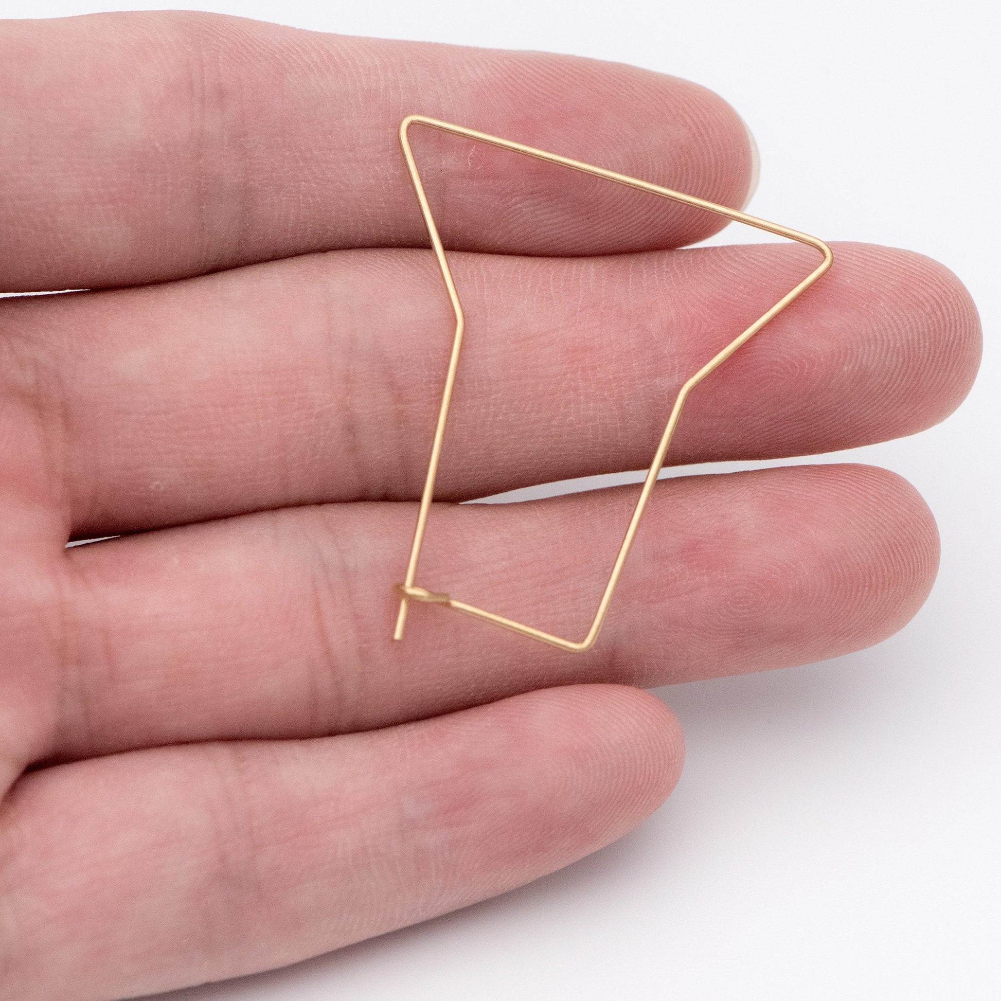 50pcs Raw Brass Hoop Earrings 36x32mm, Geometric Threader Ear Wire Wholesale (RB-163)