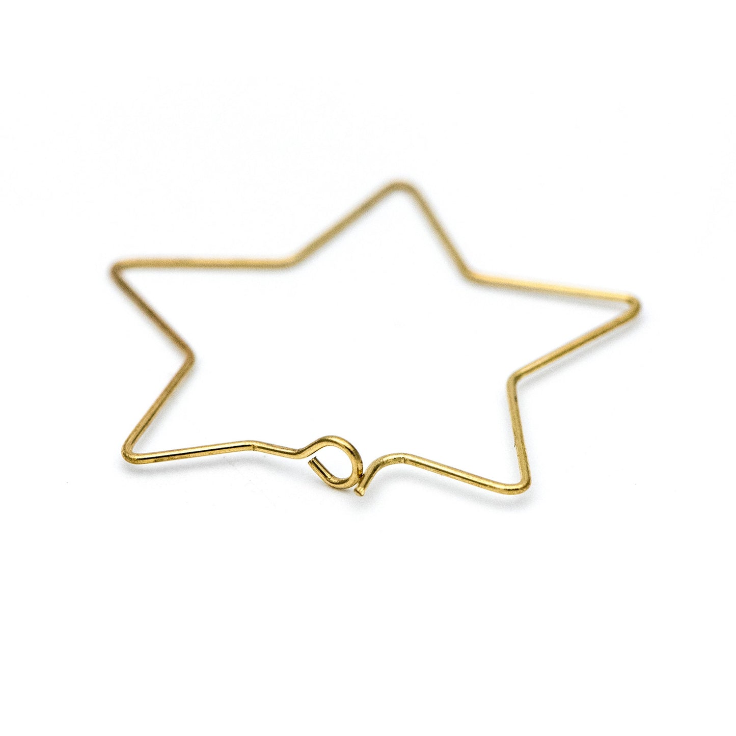 50pcs Raw Brass Star Earring Hoops 35mm, Ear Wire Threader Earrings (RB-164)