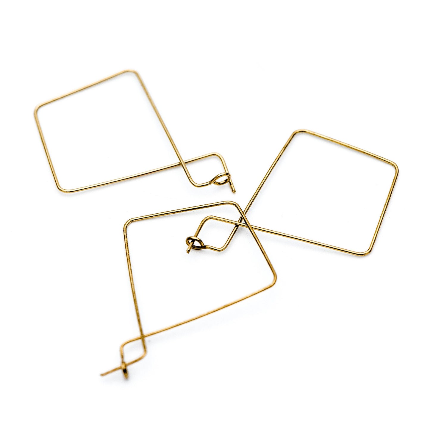 50pcs Raw Brass Threader Earrings 43x30mm, DIY Brass Ear Wire Wholesale (RB-165)