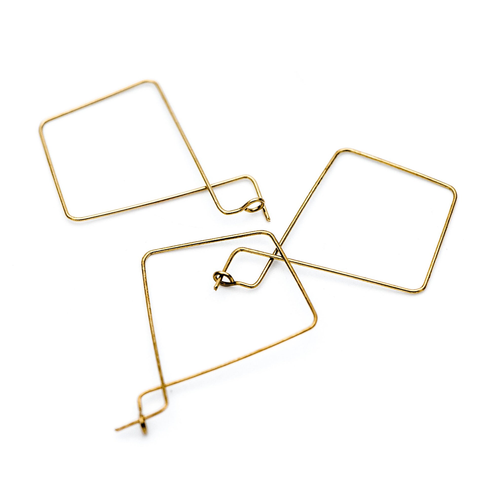 50pcs Raw Brass Threader Earrings 43x30mm, DIY Brass Ear Wire Wholesale (RB-165)