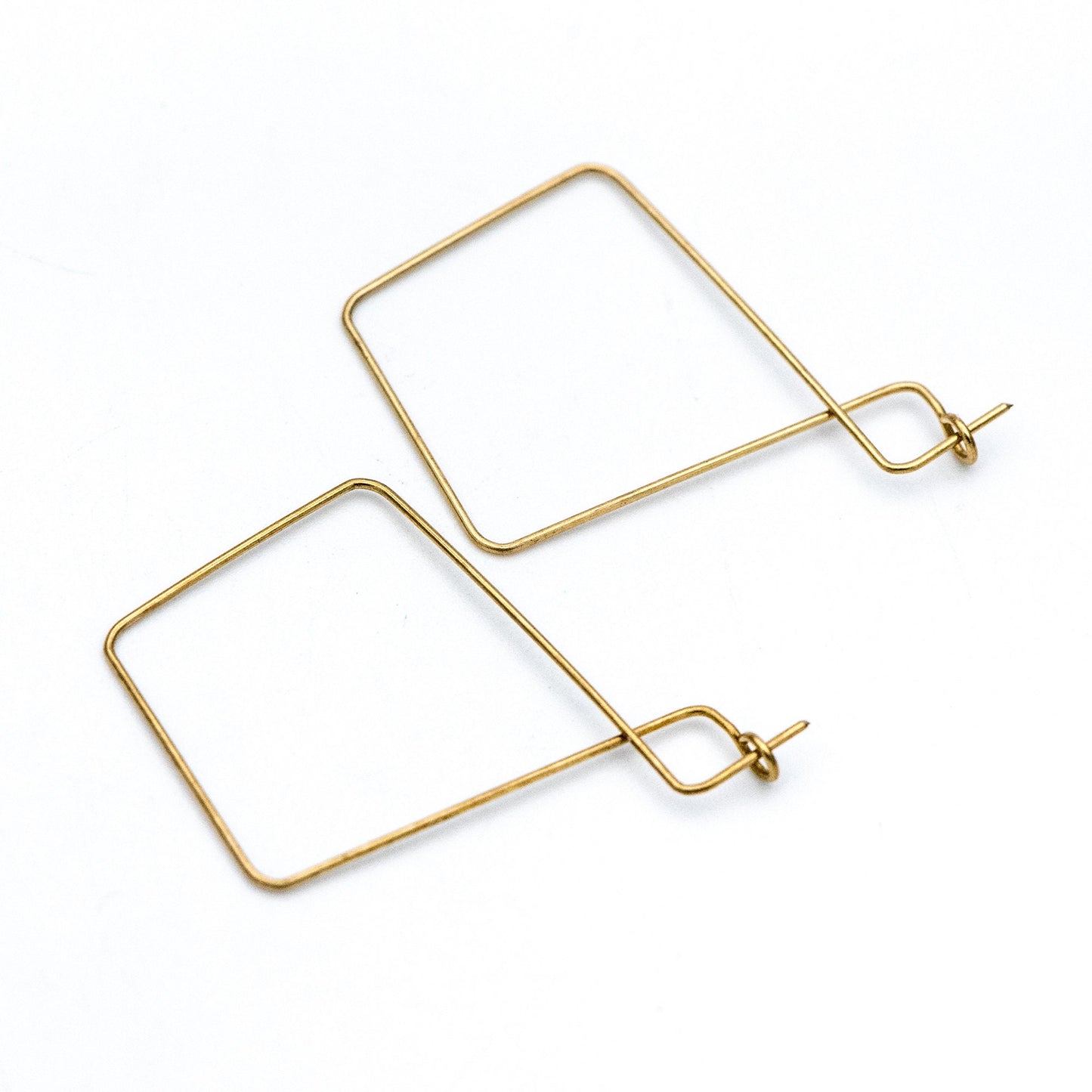 50pcs Raw Brass Threader Earrings 43x30mm, DIY Brass Ear Wire Wholesale (RB-165)