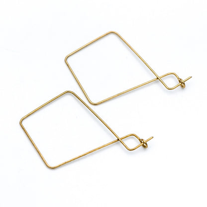 50pcs Raw Brass Threader Earrings 43x30mm, DIY Brass Ear Wire Wholesale (RB-165)