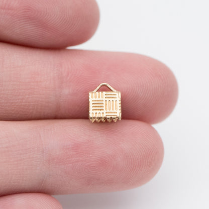 50pcs Raw Brass Crimp End Tips, Leather Hemp or Cord End Caps 6/ 15mm (RB-107)