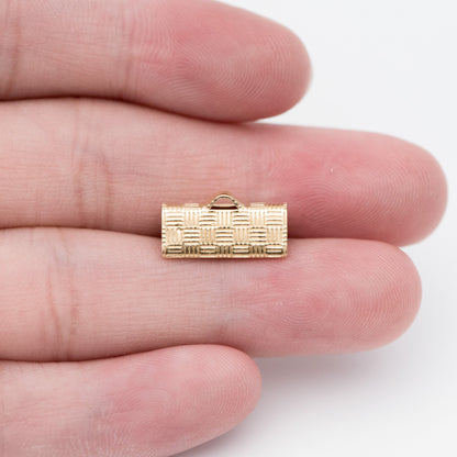 50pcs Raw Brass Crimp End Tips, Leather Hemp or Cord End Caps 6/ 15mm (RB-107)