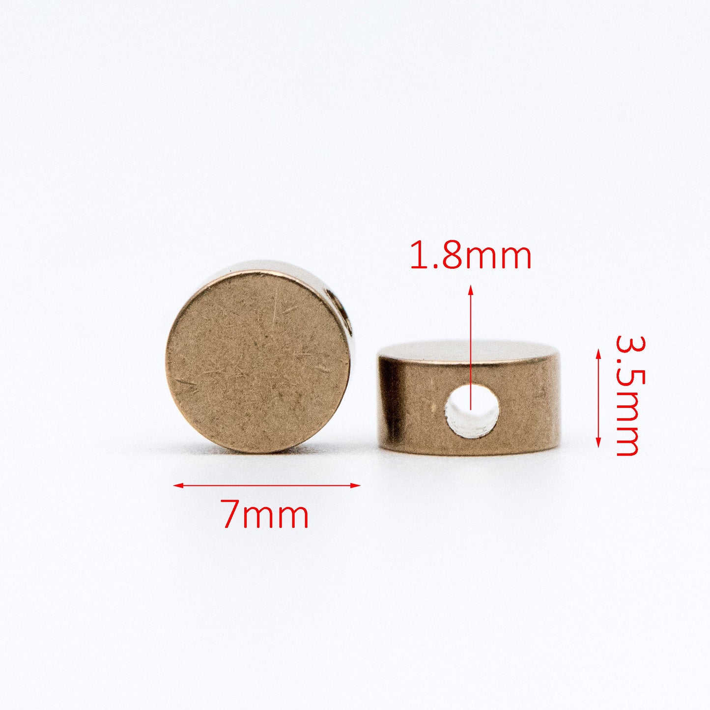 50pcs Raw Brass Round Coin Spacer Beads, 4/ 5/ 7/ 10mm Multi Size (RB-106)