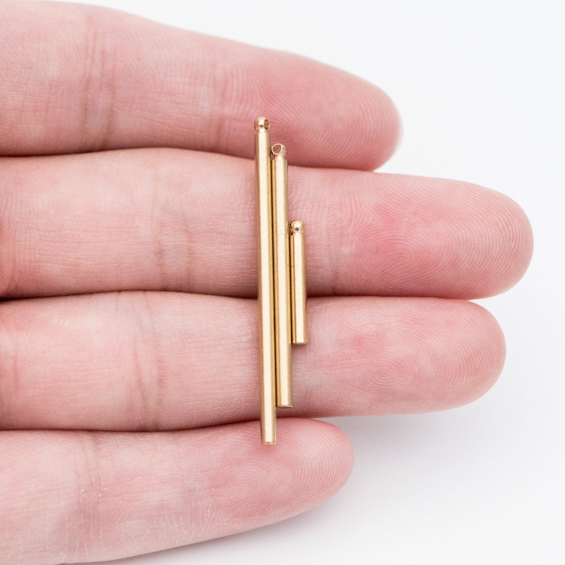 20pcs Raw Brass Bar Tube Charm Pendants, Multi Size 20/ 30/ 40mm by 2mm Thick (RB-105)