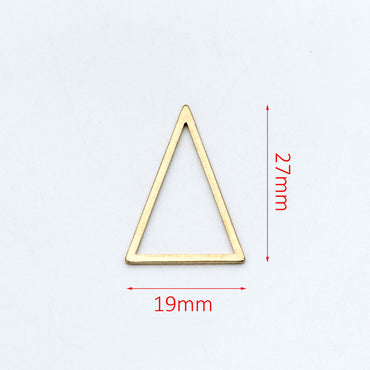 20pcs Raw Brass Triangle Link Charms, Solid Brass Geometric Pendants (RB-104)