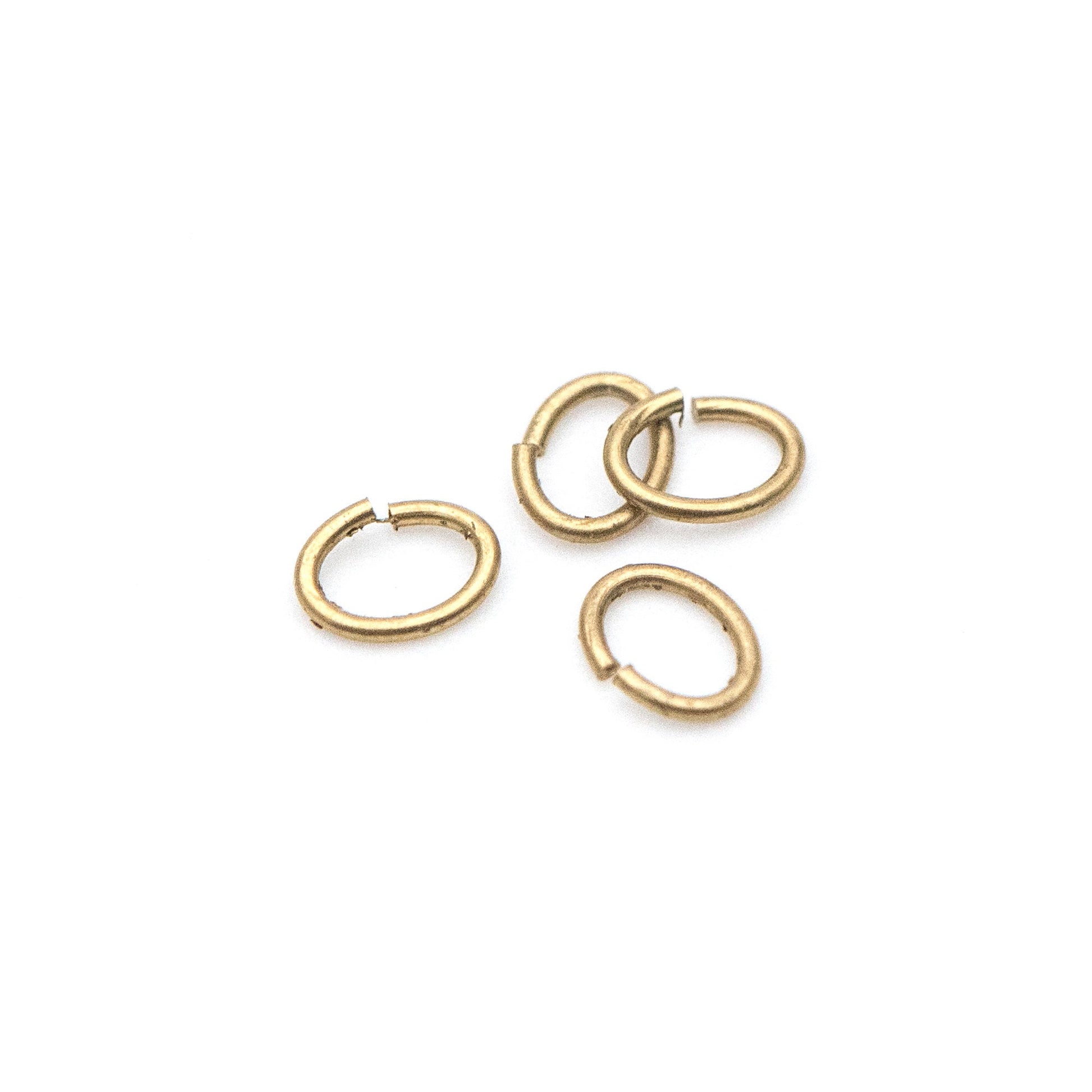 200pcs Raw Brass Open Jump Rings, Split Oval Jump Rings 4x0.5mm/ 5x0.8mm (RB-100)
