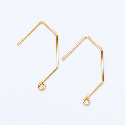 10pcs Gold/ Silver tone Ear Hooks 32x18mm, Gold/ Rhodium plated Brass Simple Earwires Earring Components (GB-947-B)