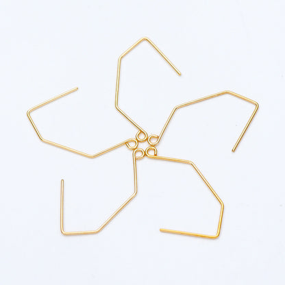 10pcs Gold/ Silver tone Ear Hooks 32x18mm, Gold/ Rhodium plated Brass Simple Earwires Earring Components (GB-947-B)