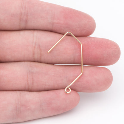 10pcs Gold/ Silver tone Ear Hooks 32x18mm, Gold/ Rhodium plated Brass Simple Earwires Earring Components (GB-947-B)