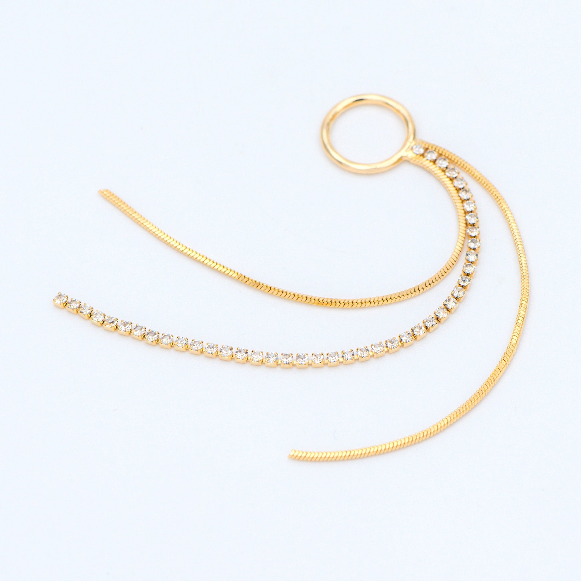 4pcs Gold/ Silver Chain Tassels 85mm Long, Rhinestone Chain Charm Pendants (GB-1277-E)