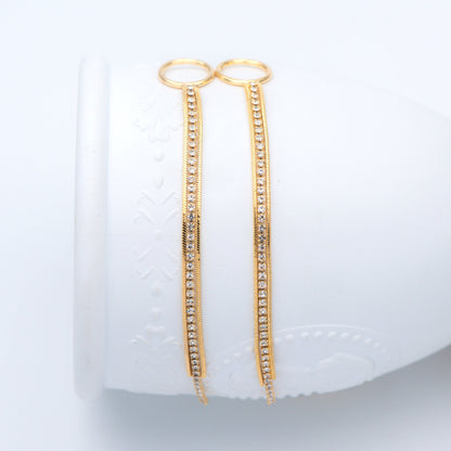 4pcs Gold/ Silver Chain Tassels 85mm Long, Rhinestone Chain Charm Pendants (GB-1277-E)