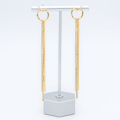 4pcs Gold/ Silver Chain Tassels 85mm Long, Rhinestone Chain Charm Pendants (GB-1277-E)