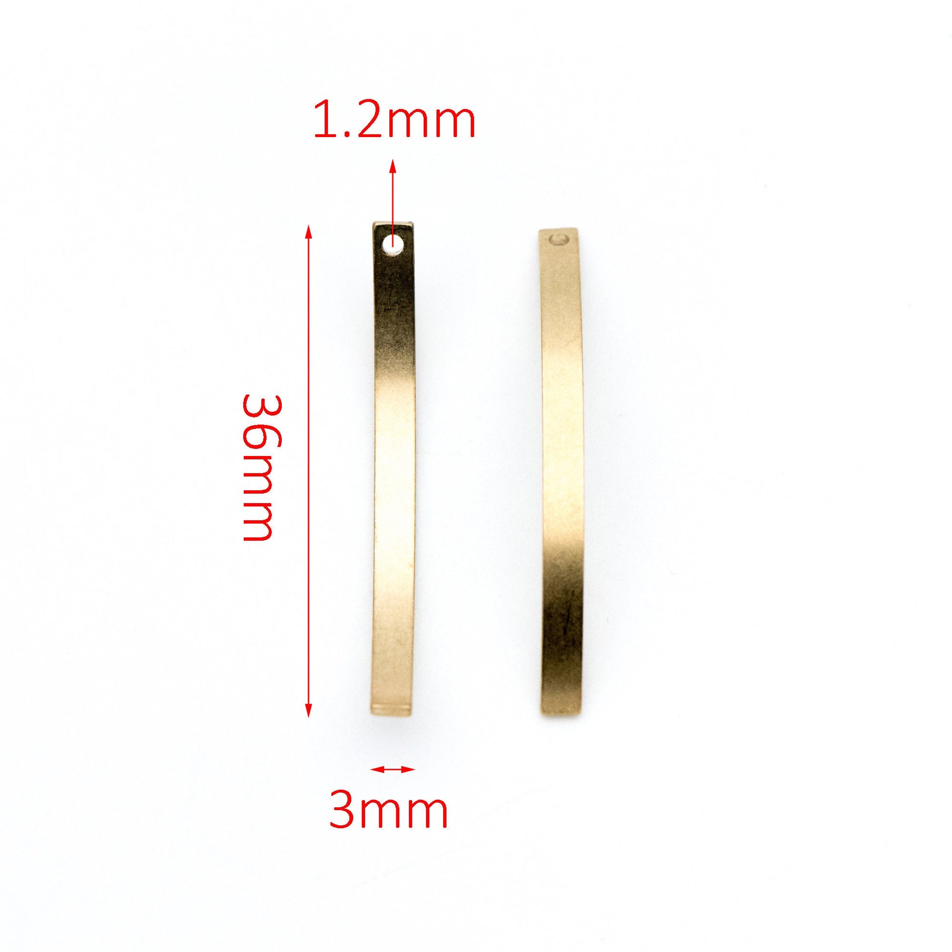 20pcs Raw Brass Curved Bar Charm Pendants 36x3mm (RB-103)