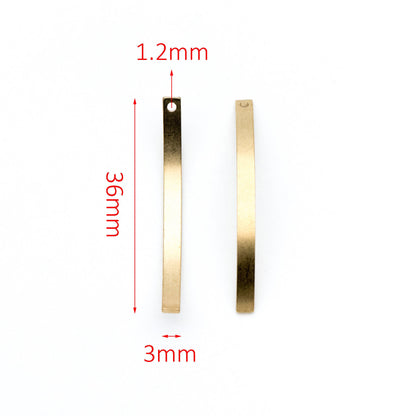 20pcs Raw Brass Curved Bar Charm Pendants 36x3mm (RB-103)