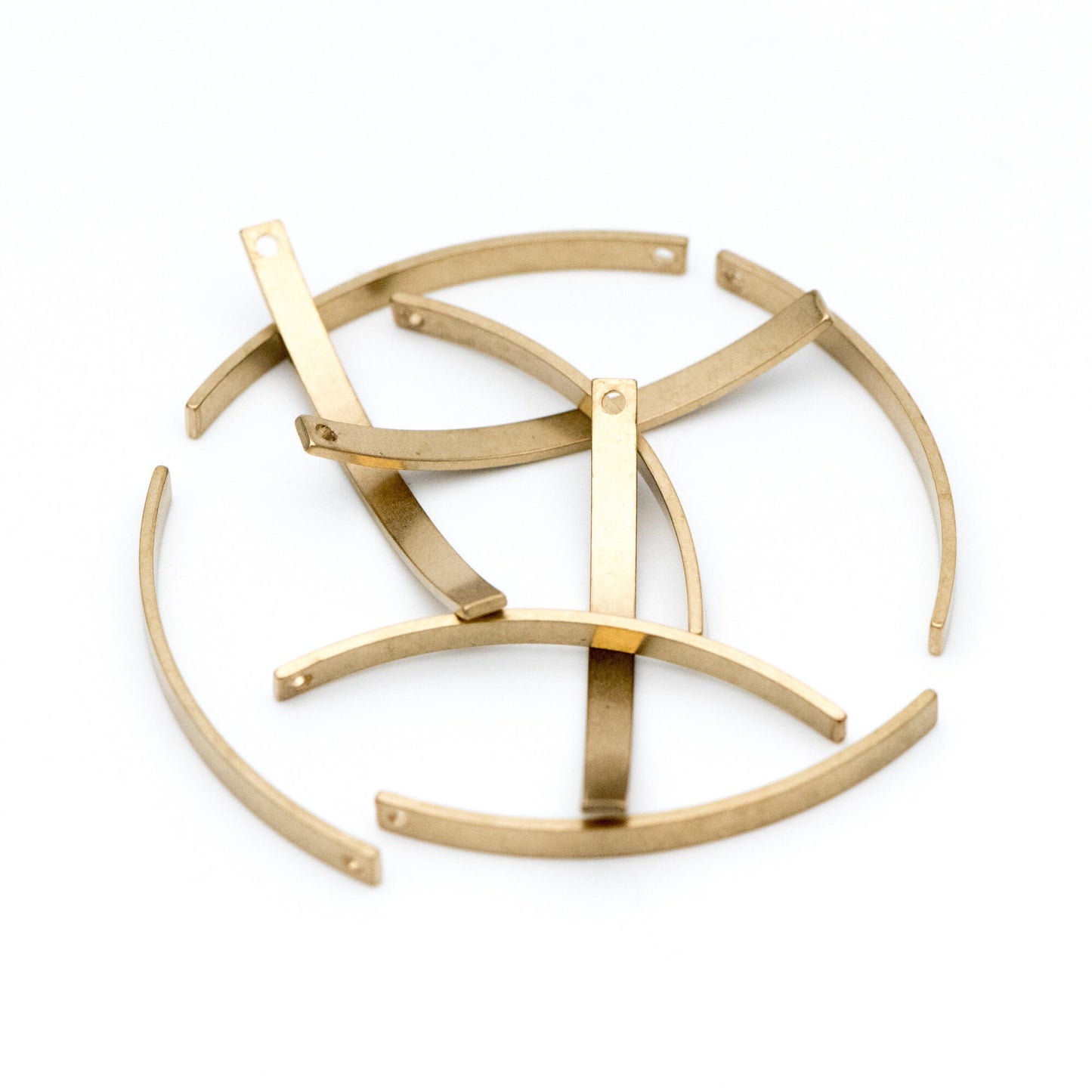 20pcs Raw Brass Curved Bar Charm Pendants 36x3mm (RB-103)