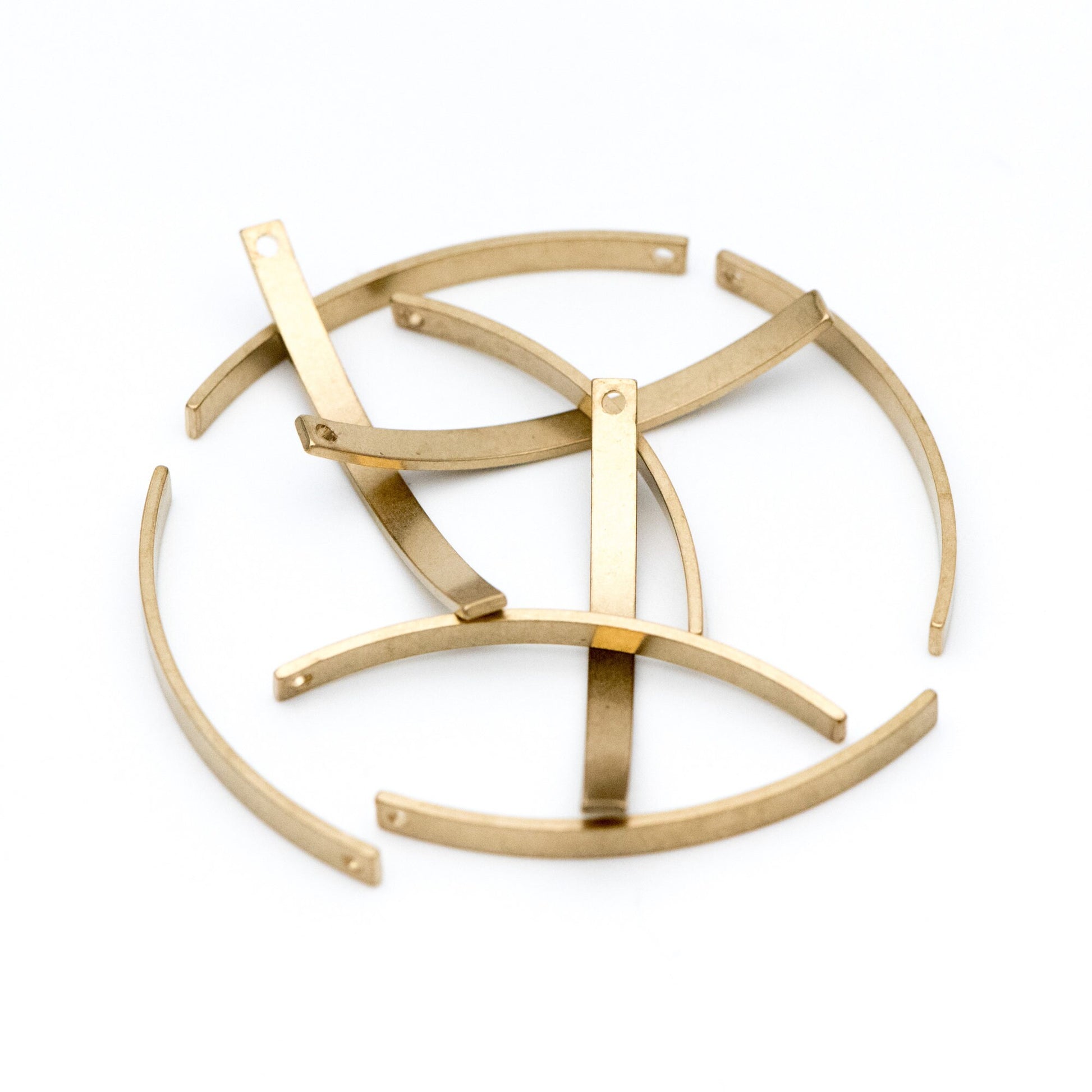 20pcs Raw Brass Curved Bar Charm Pendants 36x3mm (RB-103)