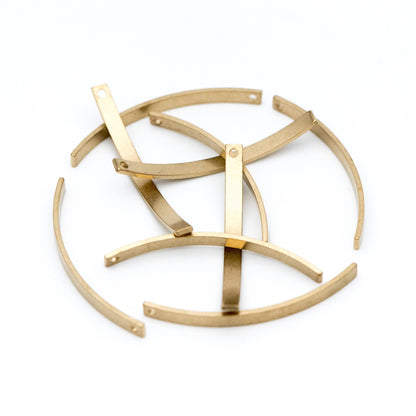 20pcs Raw Brass Curved Bar Charm Pendants 36x3mm (RB-103)