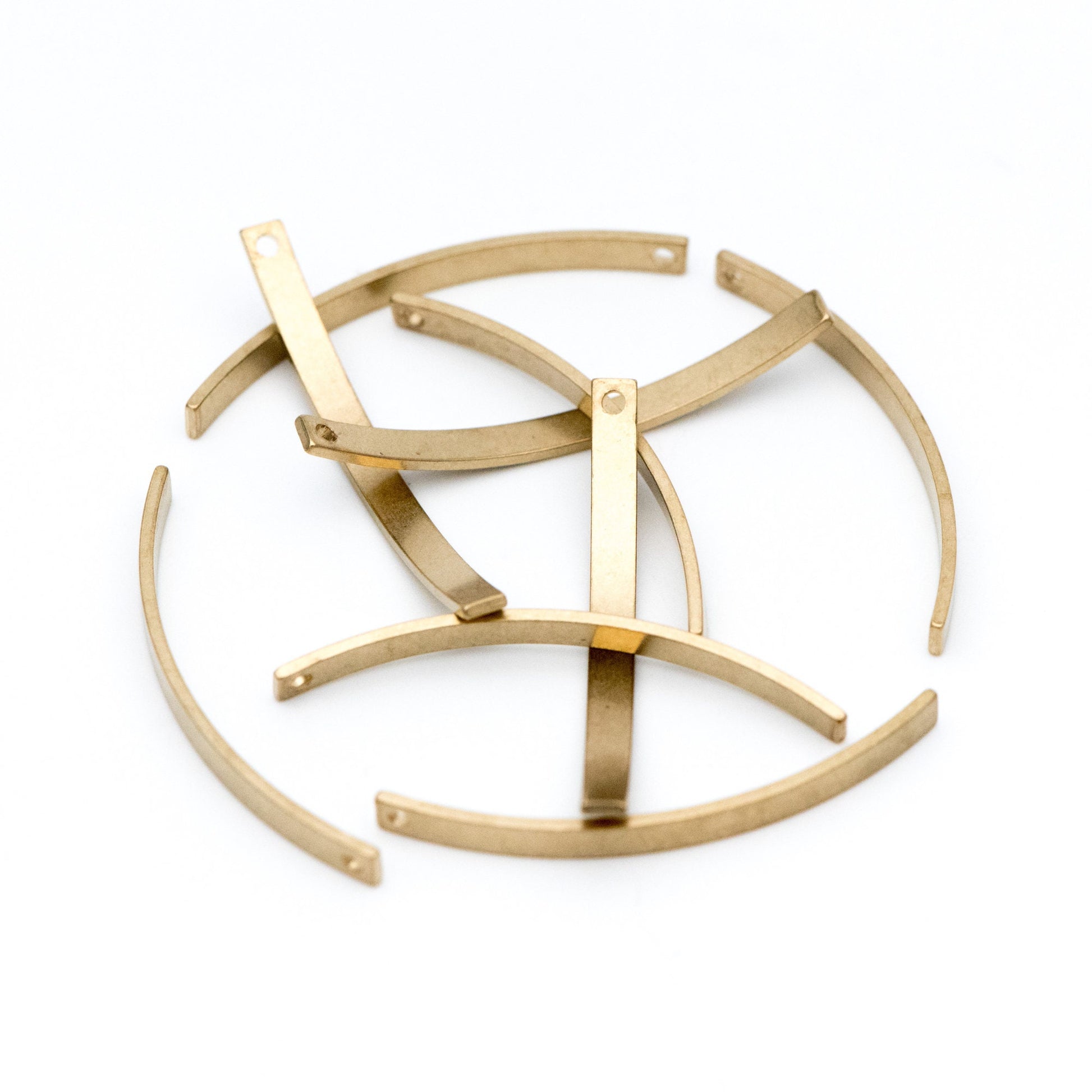 20pcs Raw Brass Curved Bar Charm Pendants 36x3mm (RB-103)