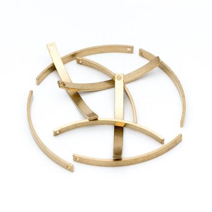 20pcs Raw Brass Curved Bar Charm Pendants 36x3mm (RB-103)