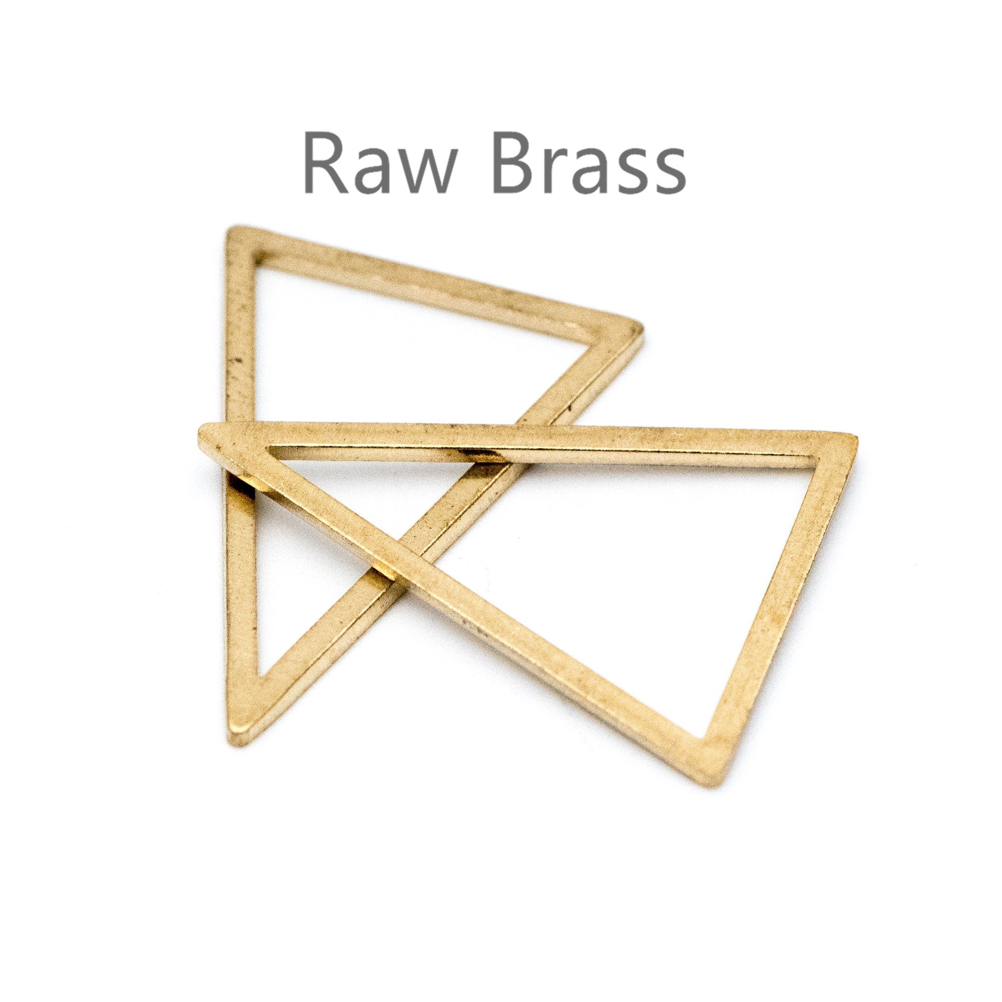20pcs Raw Brass Triangle Link Charms, Solid Brass Geometric Pendants (RB-104)