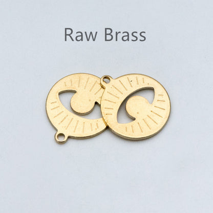 20pcs Raw Brass Eye Charm Pendants 15x17mm, Brass Findings Wholesale (RB-154)