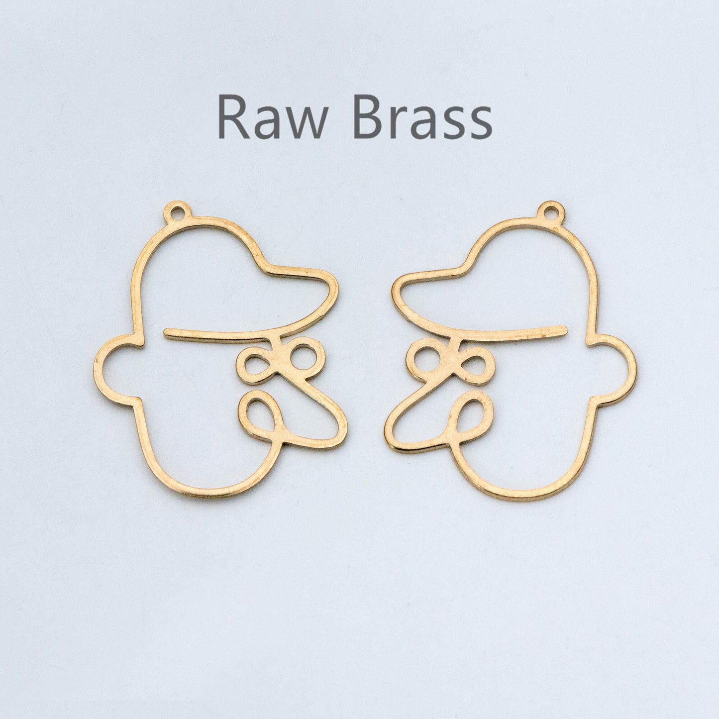 10pcs Raw Brass Face Outline Charms 33x27mm, Vintage Styled Face Pendants Wholesale (RB-146)