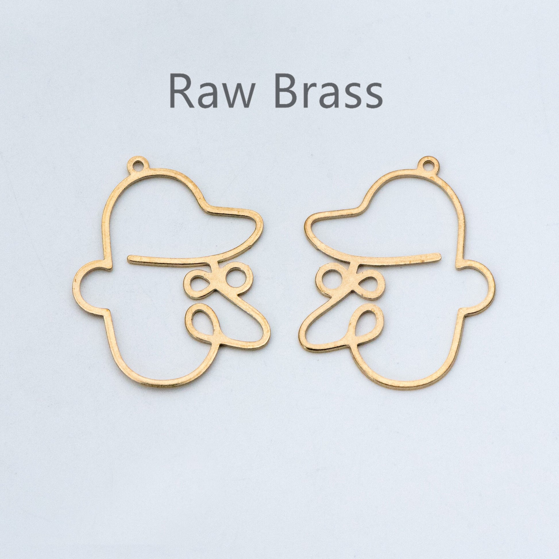 10pcs Raw Brass Face Outline Charms 33x27mm, Vintage Styled Face Pendants Wholesale (RB-146)