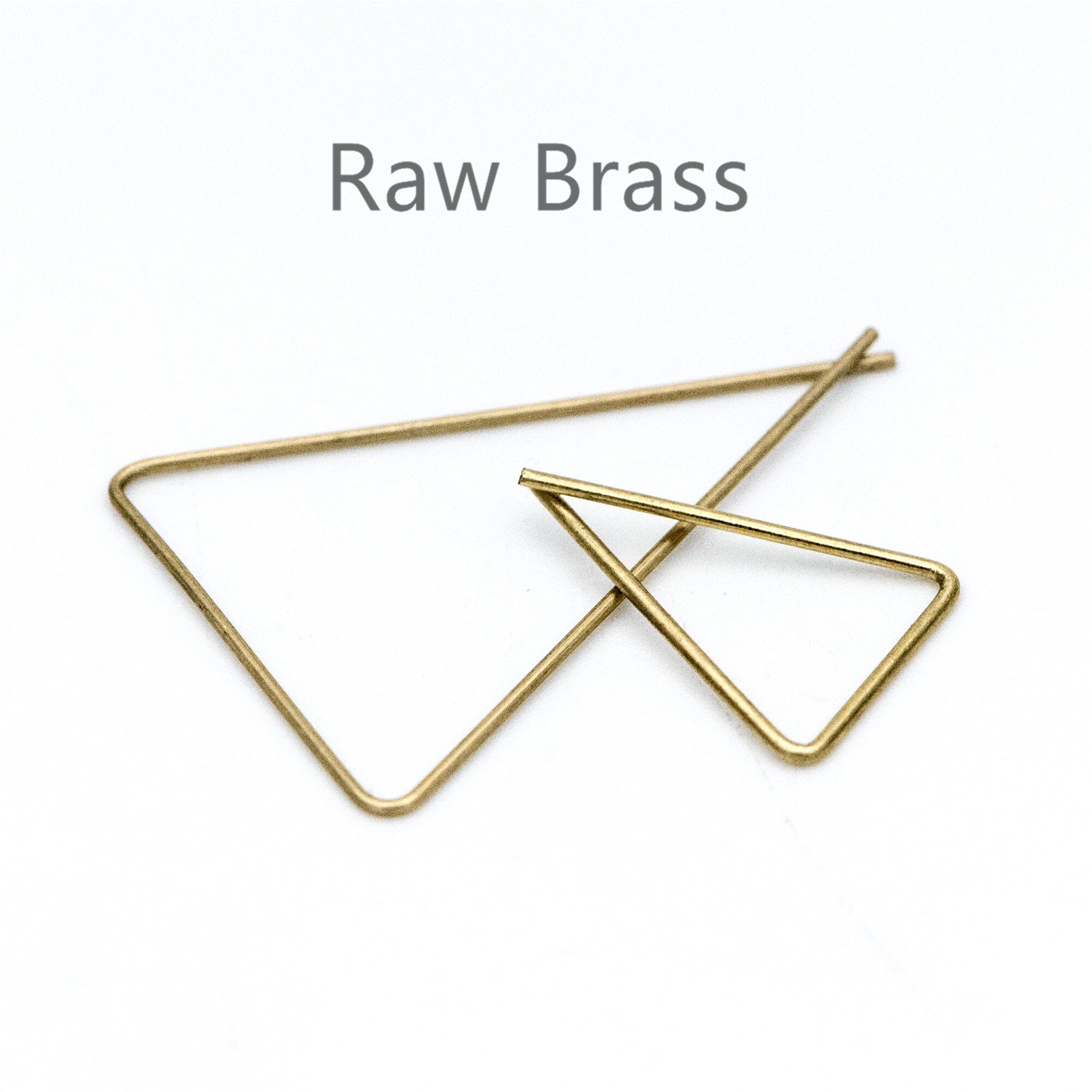 50pcs Raw Brass Earring Hooks, Triangle Threader Earrings, Geometric Ear Wire Findings Wholesale (RB-134)